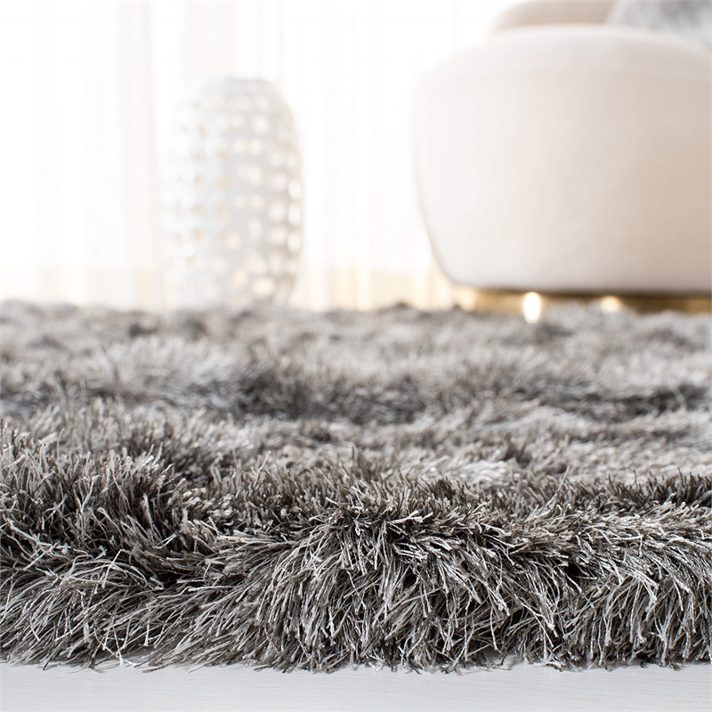 Safavieh Paris Shag 5' X 8' Hand Tufted Polyester Rug in Silver