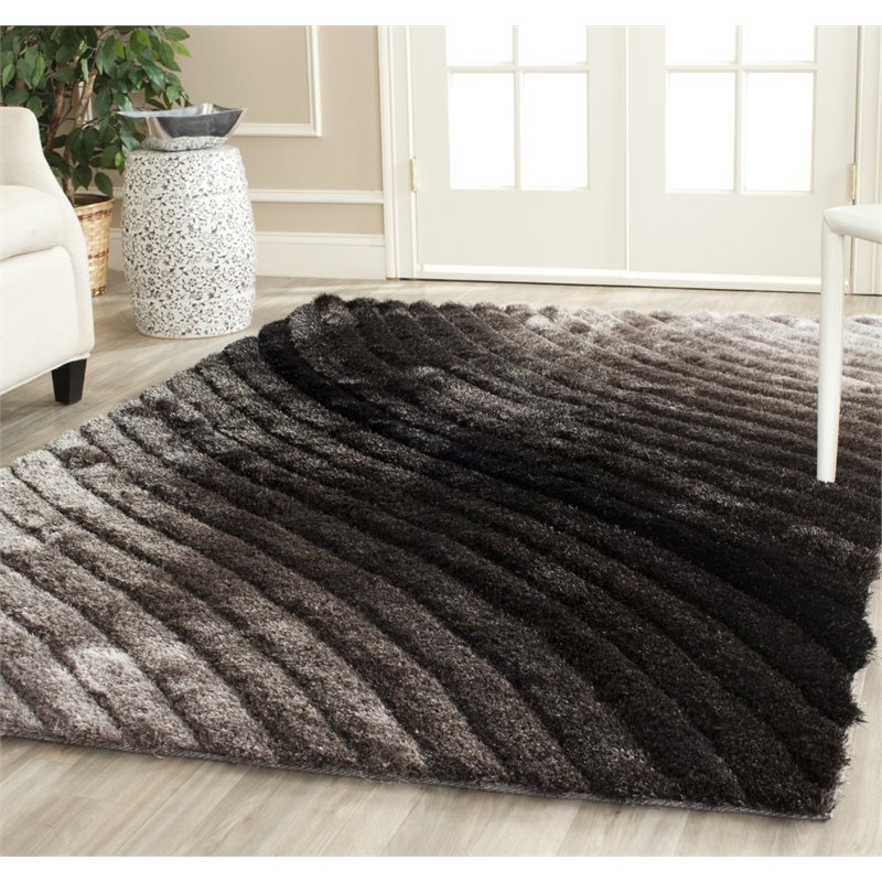 Safavieh 3D Shag 6' Square Hand Tufted Rug in Silver
