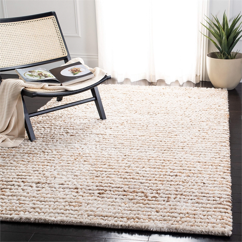 Safavieh Shag 9' X 12' Handmade Rug in White and Beige