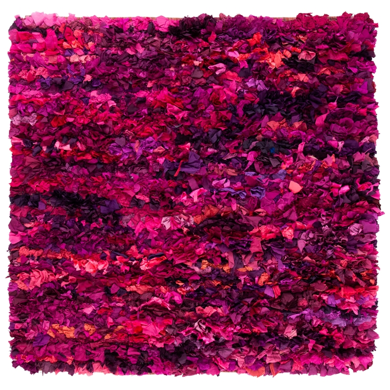 Safavieh Shag 6' Square Hand Woven Rug in Fuchsia