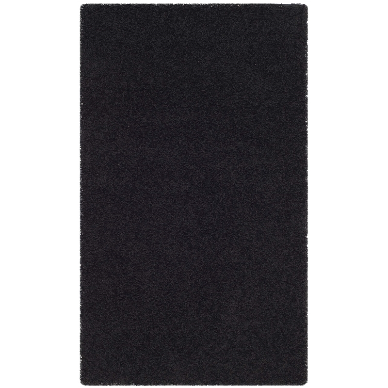 Safavieh Athens Shag 3' X 5' Power Loomed Polypropylene Rug in Black