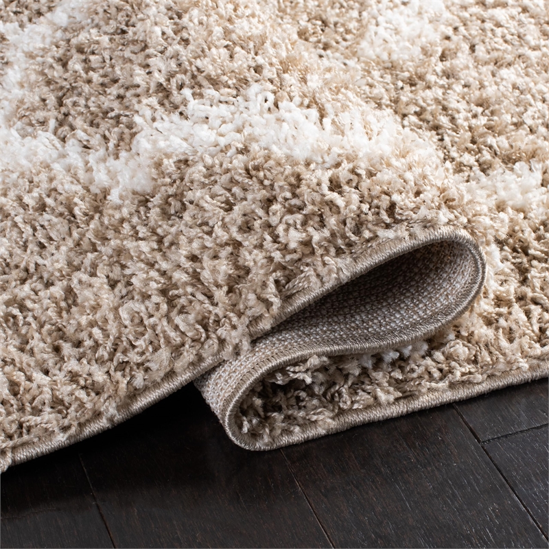 safavieh dallas shag 10' x 14' power loomed rug in beige and ivory