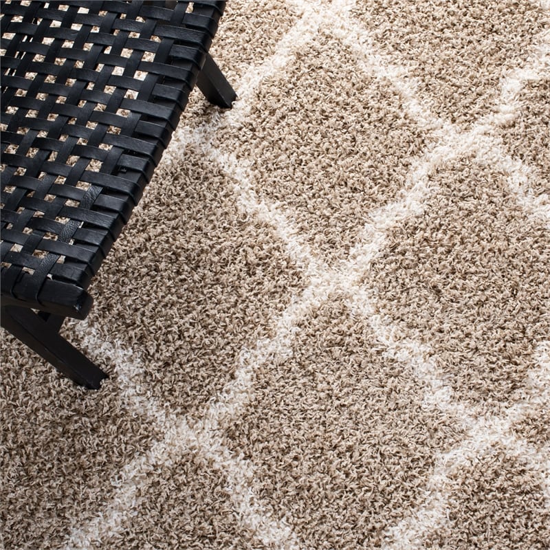 safavieh dallas shag 10' x 14' power loomed rug in beige and ivory