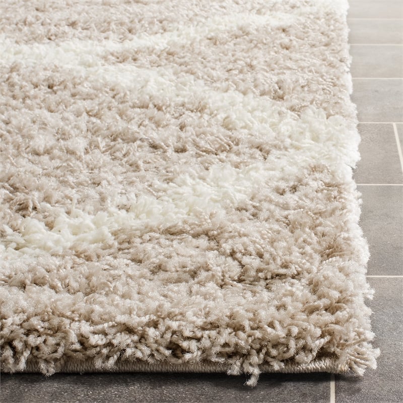safavieh dallas shag 10' x 14' power loomed rug in beige and ivory