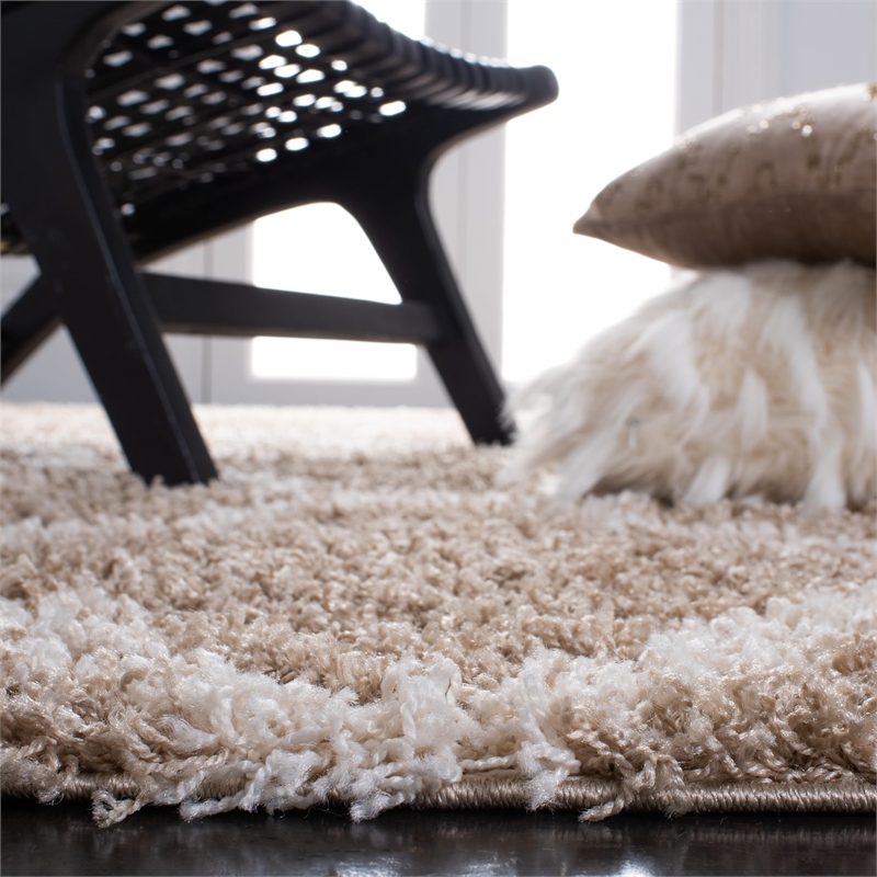 safavieh dallas shag 10' x 14' power loomed rug in beige and ivory