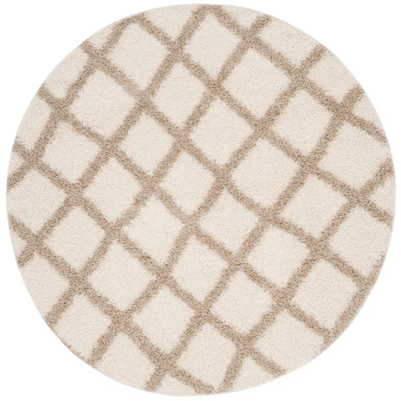 Safavieh Dallas Shag 3' X 5' Power Loomed Rug in Ivory and Beige