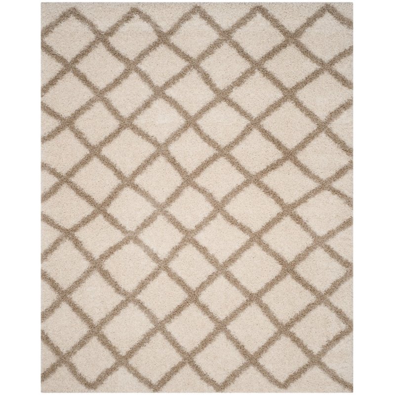 Safavieh Dallas Shag 3' X 5' Power Loomed Rug in Ivory and Beige