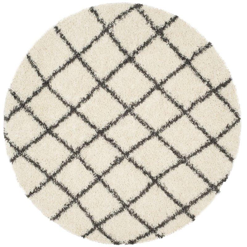 Safavieh Dallas Shag 3' X 5' Power Loomed Rug in Ivory and Dark Green