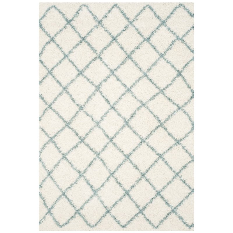 Safavieh Dallas Shag 3' X 5' Power Loomed Rug in Ivory and Seafoam