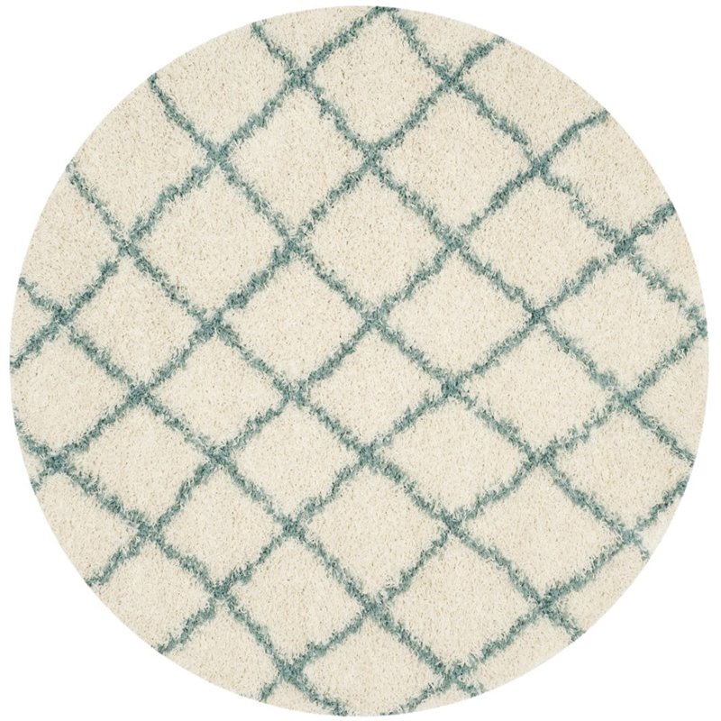 Safavieh Dallas Shag 3' X 5' Power Loomed Rug in Ivory and Seafoam