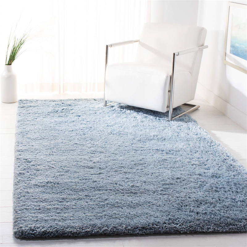 Safavieh Florence Shag 8' X 10' Handmade Polyester Rug in Light Blue