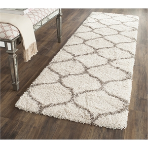 Safavieh Hudson Shag 2'3&quot X 8' Power Loomed Rug in Ivory and Gray