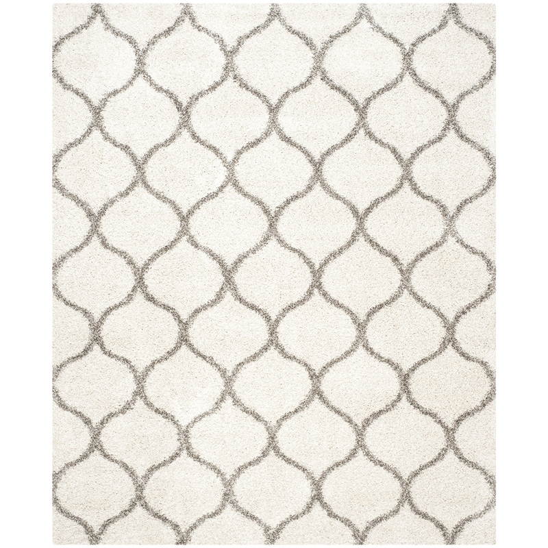 Safavieh Hudson Shag 6' X 9' Power Loomed Rug in Ivory and Gray