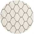 Safavieh Hudson Shag 7' Round Power Loomed Rug in Ivory and Gray