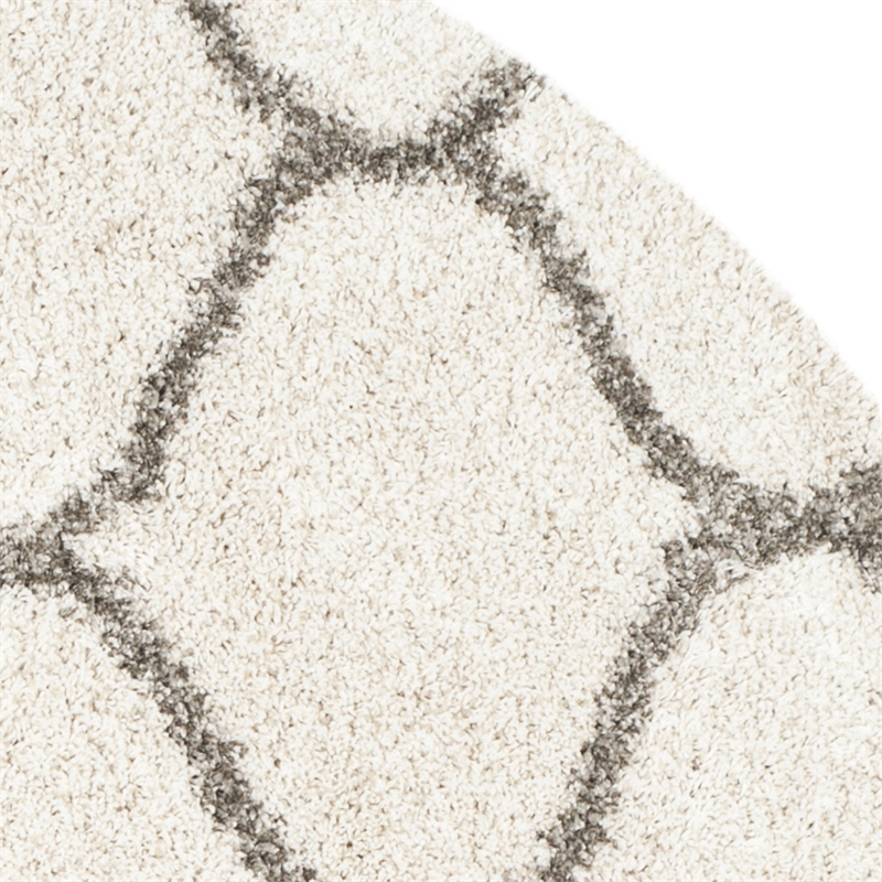 Safavieh Hudson Shag 7' Round Power Loomed Rug in Ivory and Gray