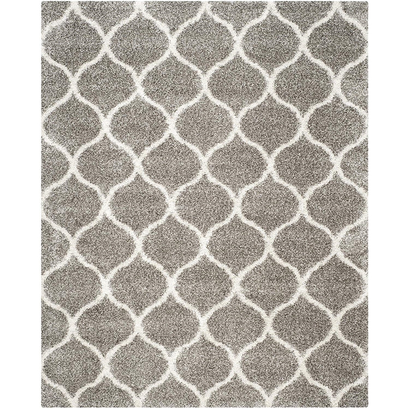Safavieh Hudson Shag 10' X 14' Power Loomed Rug in Gray and Ivory