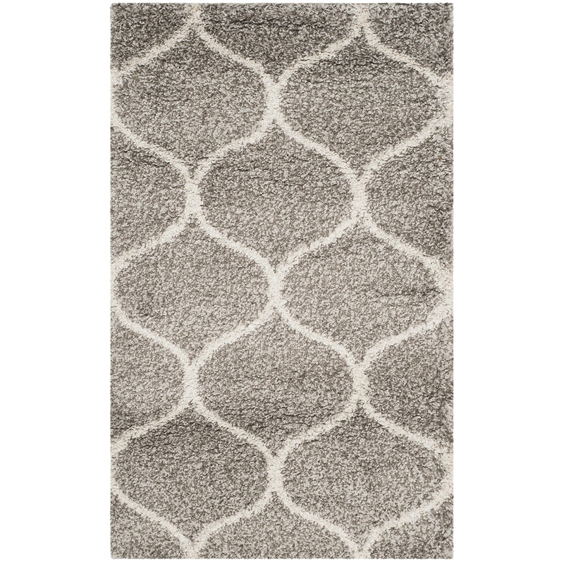 Safavieh Hudson Shag 3' X 5' Power Loomed Rug in Gray and Ivory