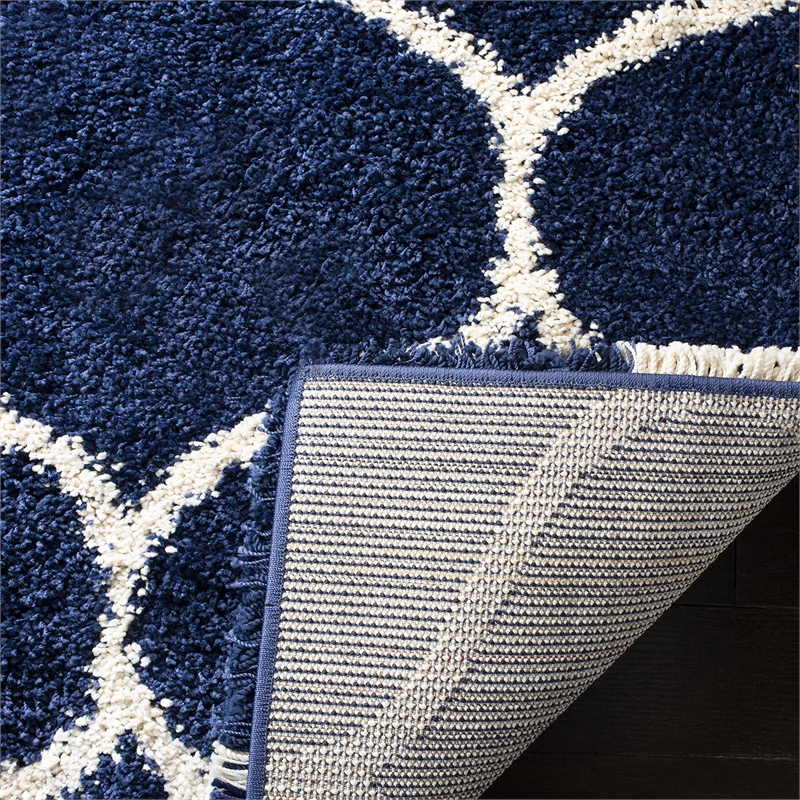 Safavieh Hudson Shag 3' X 5' Power Loomed Rug in Navy and Ivory