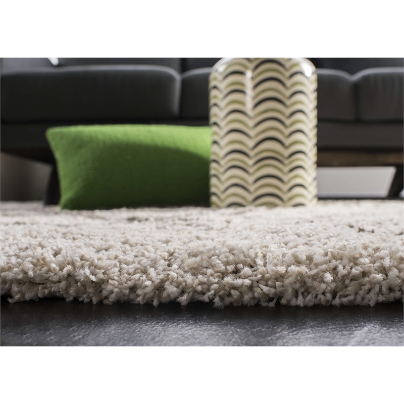Safavieh Hudson Shag 6' X 9' Power Loomed Rug in Ivory and Gray