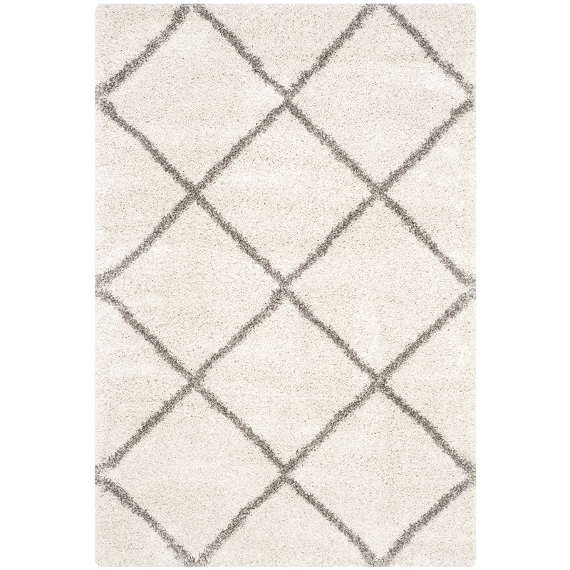 Safavieh Hudson Shag 6' X 9' Power Loomed Rug in Ivory and Gray