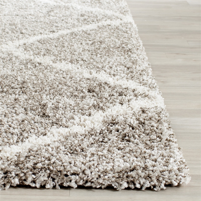 Safavieh Hudson Shag 11' X 15' Power Loomed Rug in Gray and Ivory