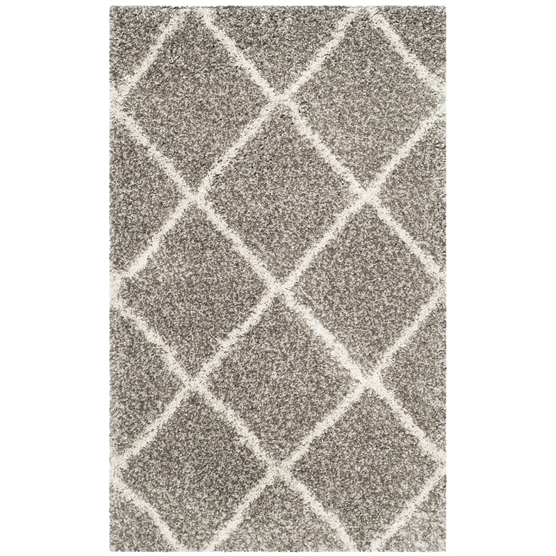 Safavieh Hudson Shag 3' X 5' Power Loomed Rug in Gray and Ivory
