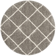 Safavieh Hudson Shag 7' Round Power Loomed Rug in Gray and Ivory