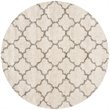 Safavieh Hudson Shag 7' Round Power Loomed Rug in Ivory and Gray