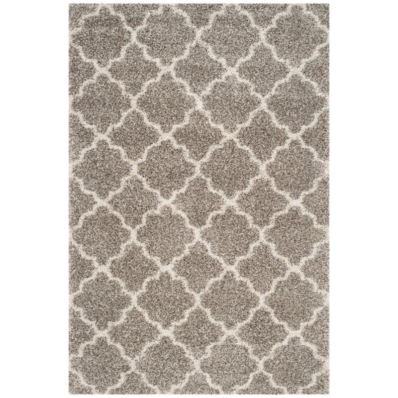 Safavieh Hudson Shag 3' X 5' Power Loomed Rug in Gray and Ivory