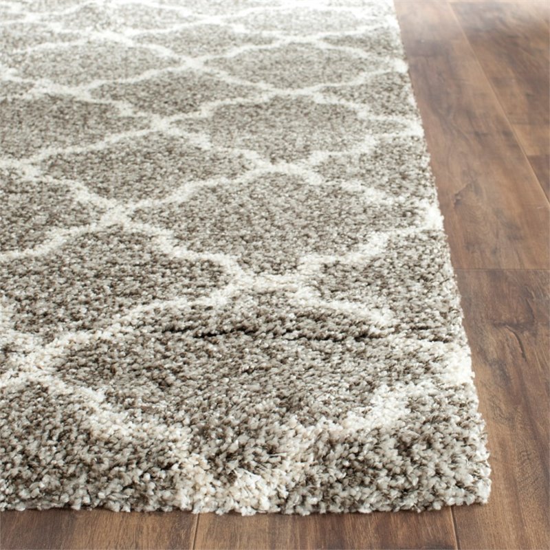 Safavieh Hudson Shag 3' X 5' Power Loomed Rug in Gray and Ivory