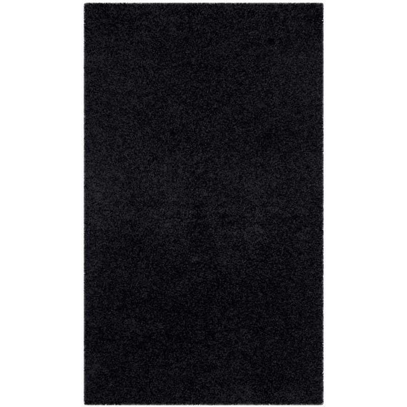Safavieh Laguna Shag 3' X 5' Power Loomed Polypropylene Rug in Black