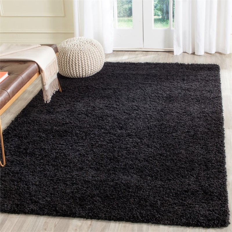 Safavieh Laguna Shag 3' X 5' Power Loomed Polypropylene Rug in Black