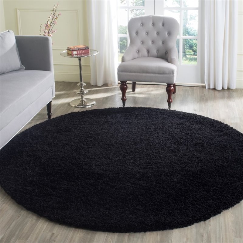 Safavieh Laguna Shag 3' X 5' Power Loomed Polypropylene Rug in Black