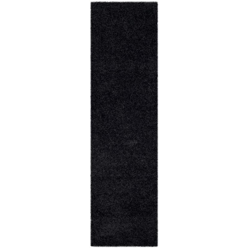 Safavieh Laguna Shag 3' X 5' Power Loomed Polypropylene Rug in Black