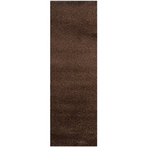 Safavieh Santa Monica Shag 2'3&quot X 7' Power Loomed Rug in Brown