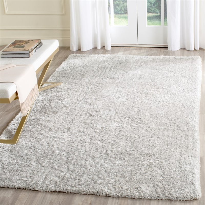 Safavieh Toronto Shag 3' X 5' Handmade Polyester Rug in Light Gray