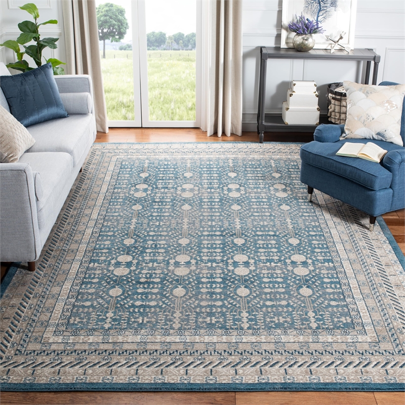 Safavieh Sofia 8' X 11' Power Loomed Rug in Blue and Beige