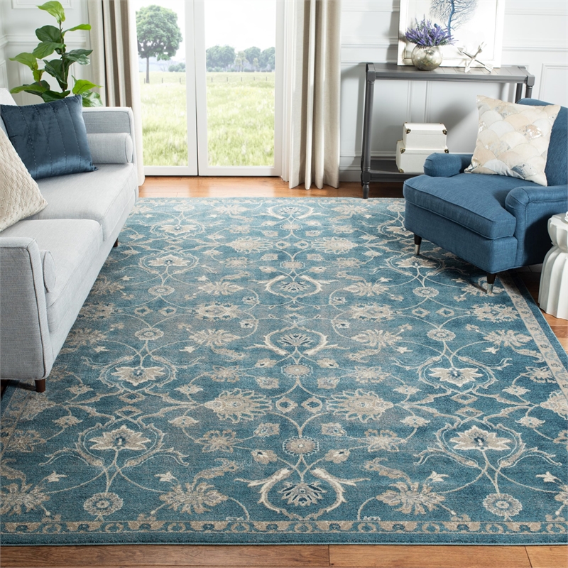 Safavieh Sofia 8' X 10' Power Loomed Rug in Blue and Beige
