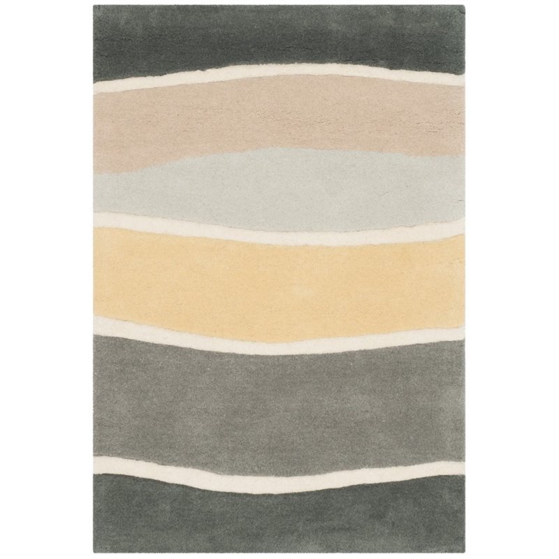 Safavieh Soho 6' Square Hand Tufted Wool Rug in Gray and Gold
