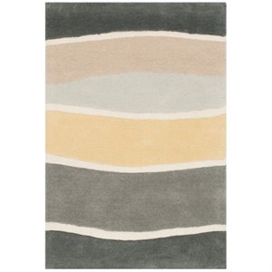 Safavieh Soho 6' Square Hand Tufted Wool Rug in Gray and Gold