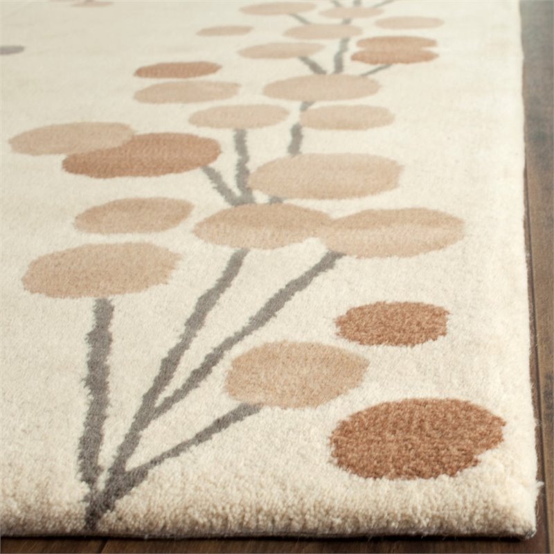 Safavieh Soho 6' Square Hand Tufted Wool Rug in Beige and Gray