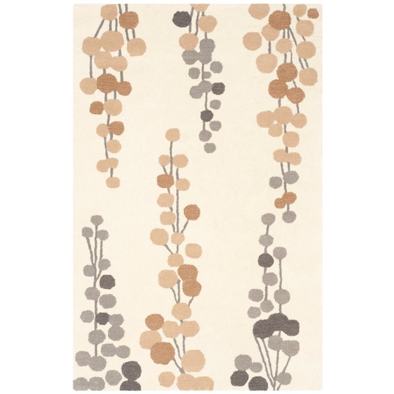 Safavieh Soho 6' Square Hand Tufted Wool Rug in Beige and Gray