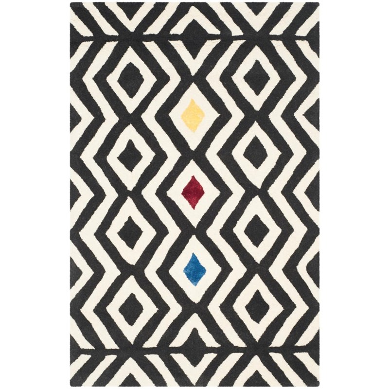 Safavieh Soho 5' X 8' Hand Tufted Wool Rug in Beige and Charcoal