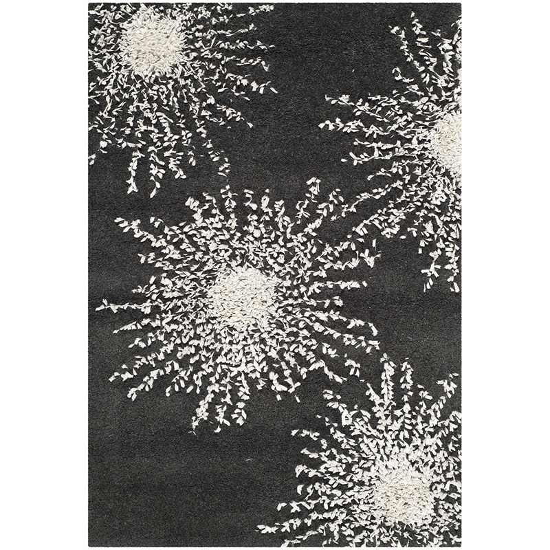 Safavieh Soho 2' X 3' Hand Tufted Wool Rug in Charcoal and Ivory
