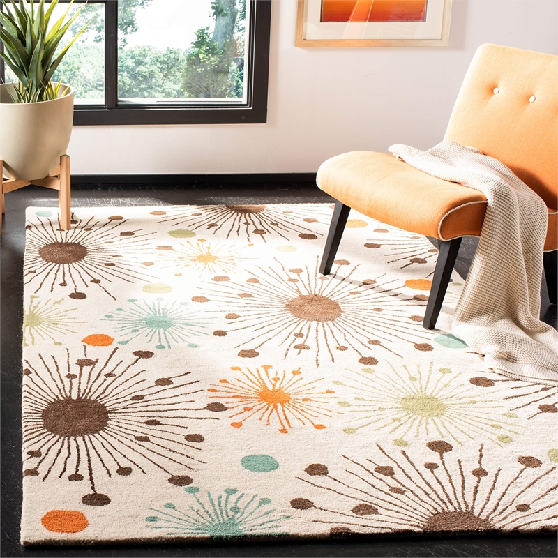 Safavieh Soho 8' Square Hand Tufted Wool Rug in Ivory