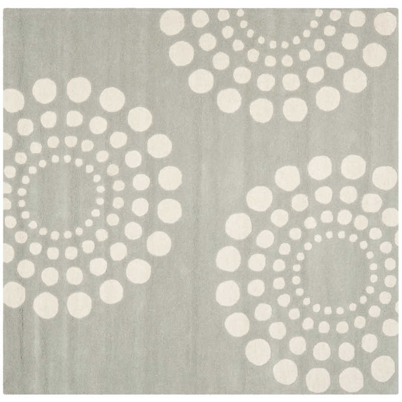 Safavieh Soho 6' Square Hand Tufted Wool Rug in Gray and Ivory