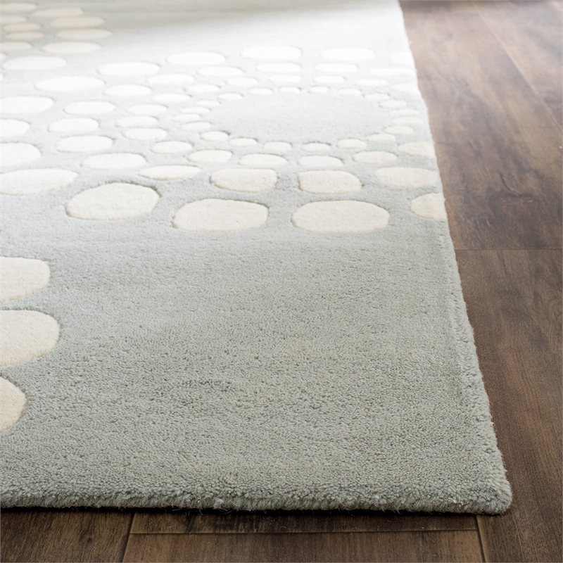 Safavieh Soho 6' Square Hand Tufted Wool Rug in Gray and Ivory