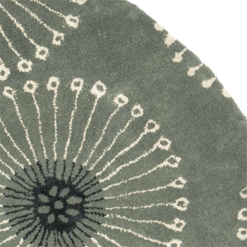 Safavieh Soho 8' Round Hand Tufted Wool Rug in Gray and Ivory