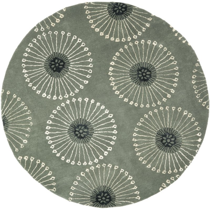 Safavieh Soho 8' Round Hand Tufted Wool Rug in Gray and Ivory
