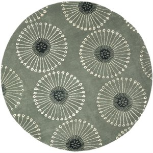 Safavieh Soho 8' Round Hand Tufted Wool Rug in Gray and Ivory